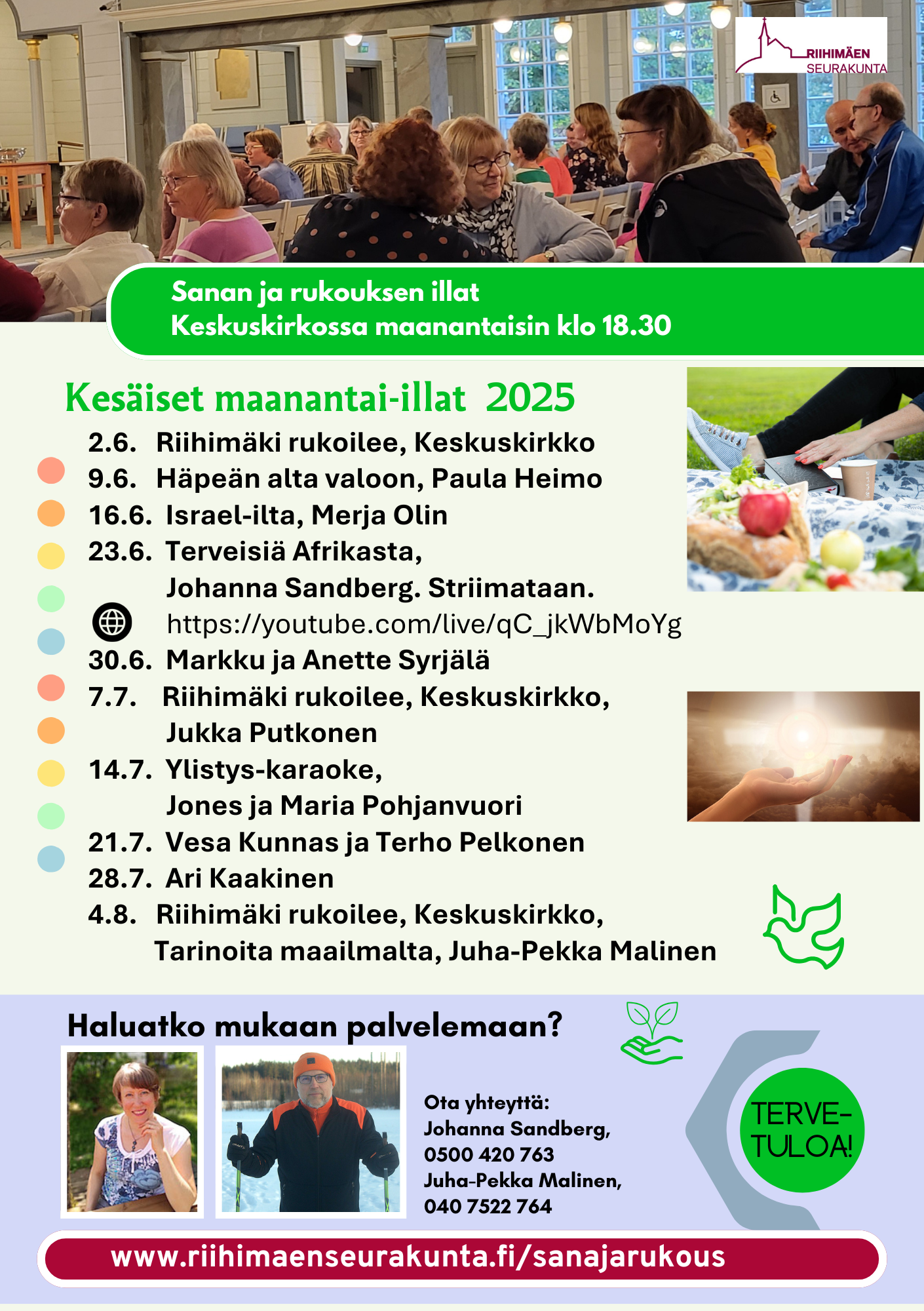 Riihimäki rukoilee - Sanan ja rukouksen ilta Sanan ja rukouksen illat kesä 2025