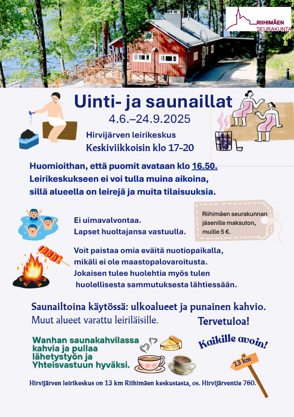 Keskiviikon avoin saunailta Esite.