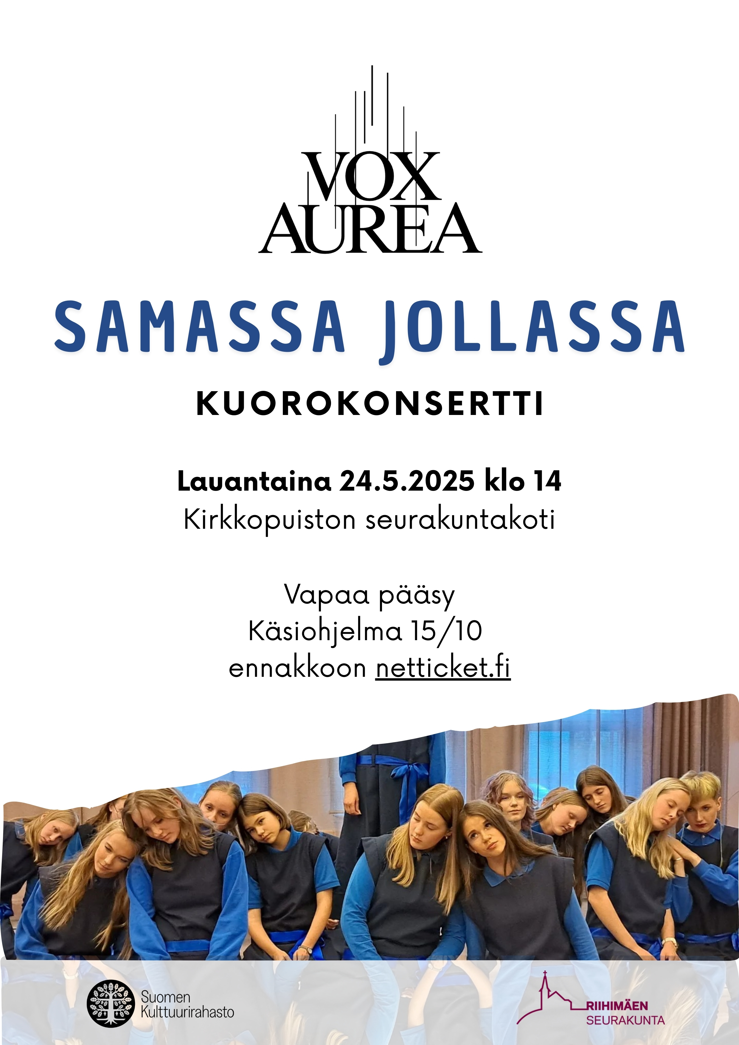 Vox Aurea-kuoron konsertti - Samassa jollassa Esite.