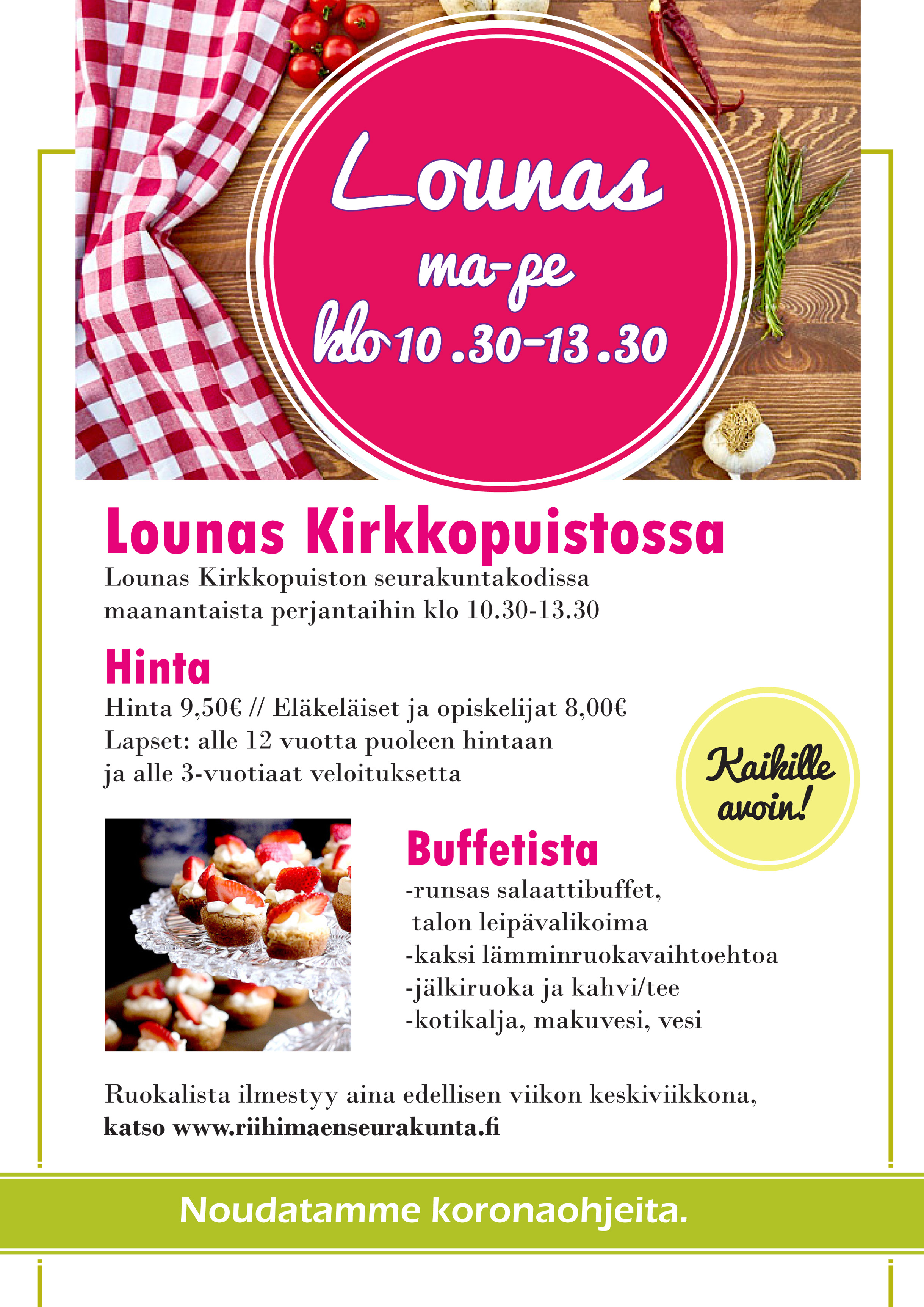 lounas joka arkipäivä punavalkoinen pöytäliina