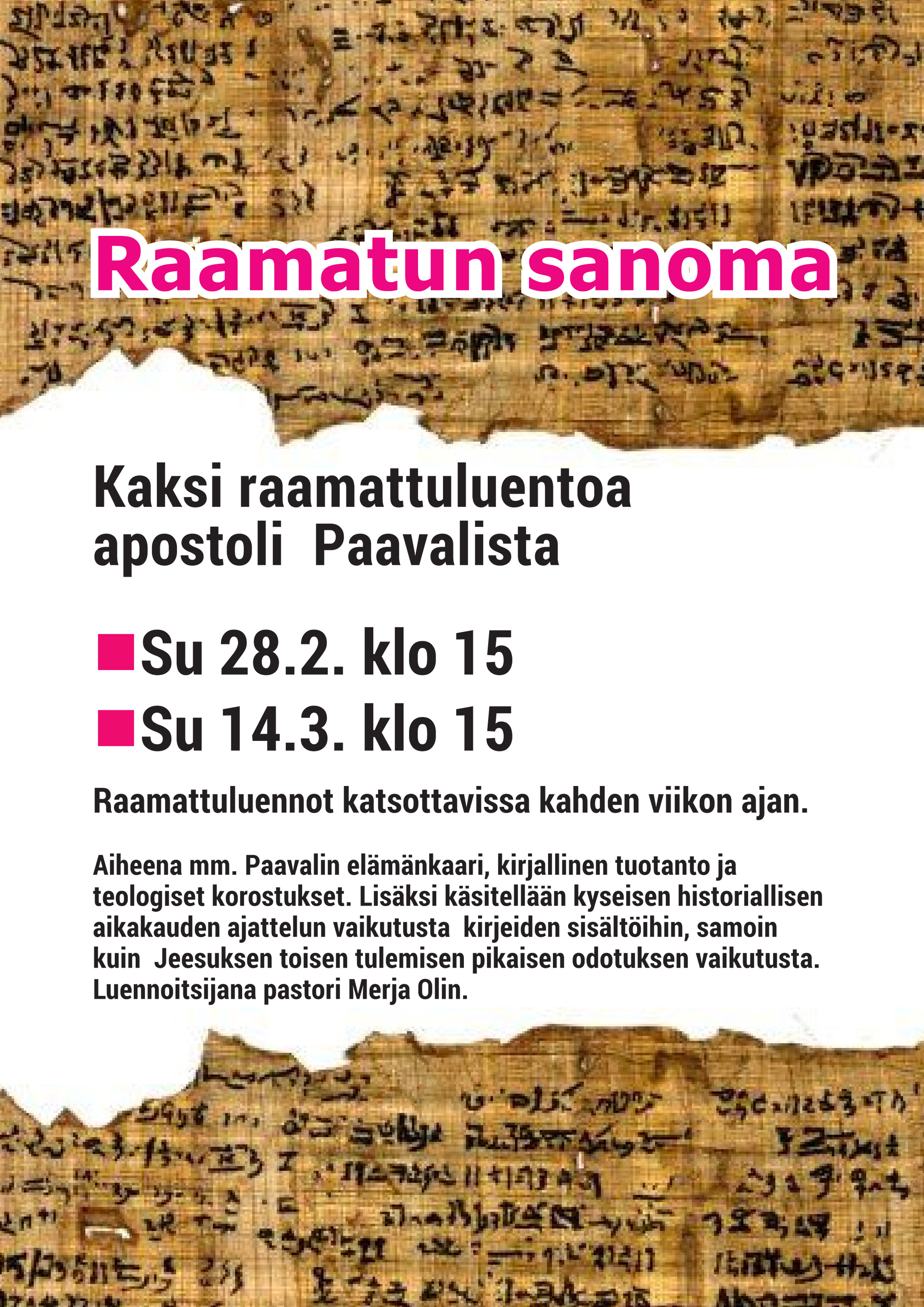 Raamattuluento apostoli Paavalista raamattuluennot